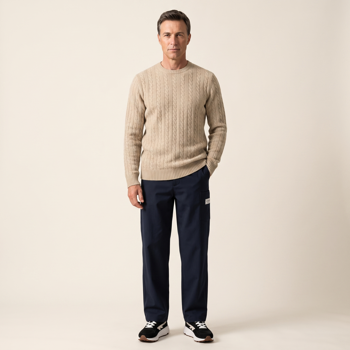 CP Company Cotton Chenille Lens Knit Sweater Navy