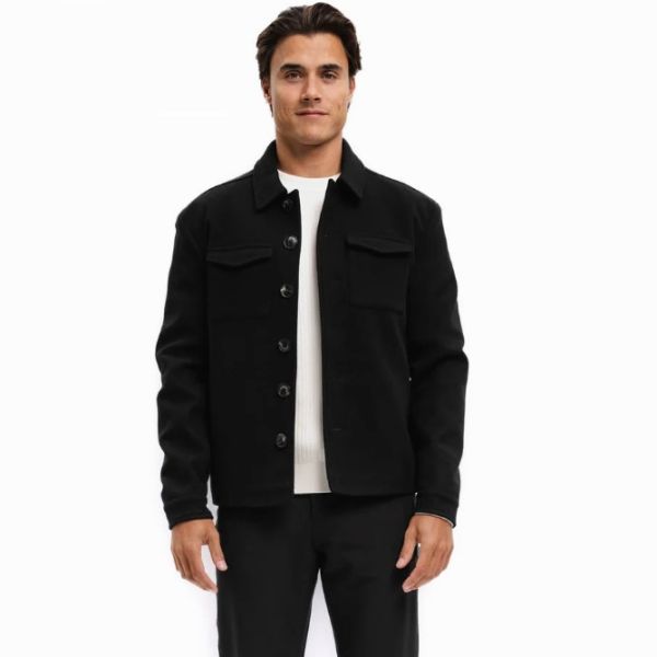 Malelions Men Wool Shacket | Black
