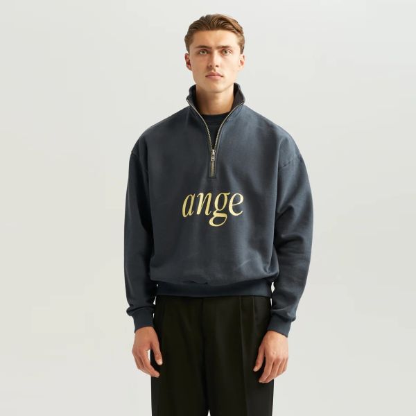 ANGE Projects Zipped Roll Neck Sweater Navy