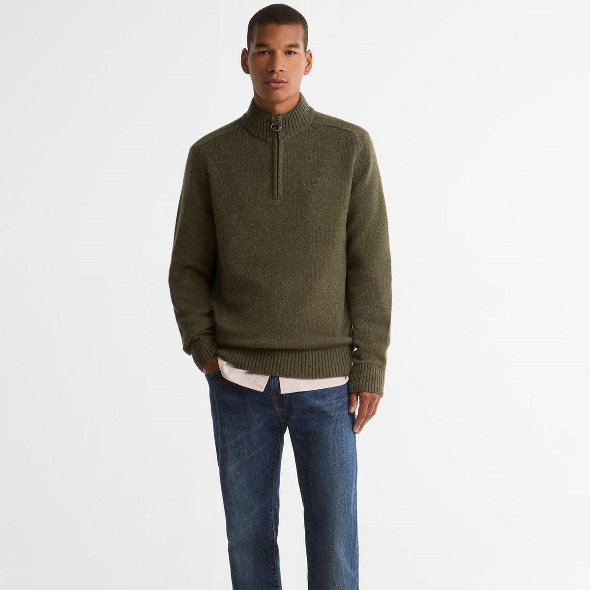 Barbour Newtown Half Zip Knitted Sweater Donker Groen