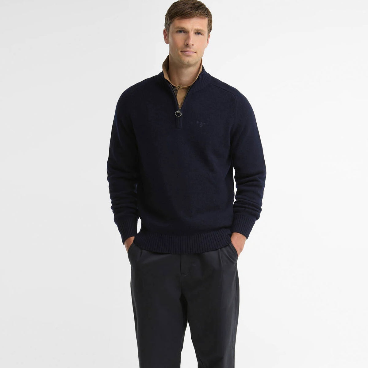 Barbour Newtown Half Zip Knitted Sweater Navy