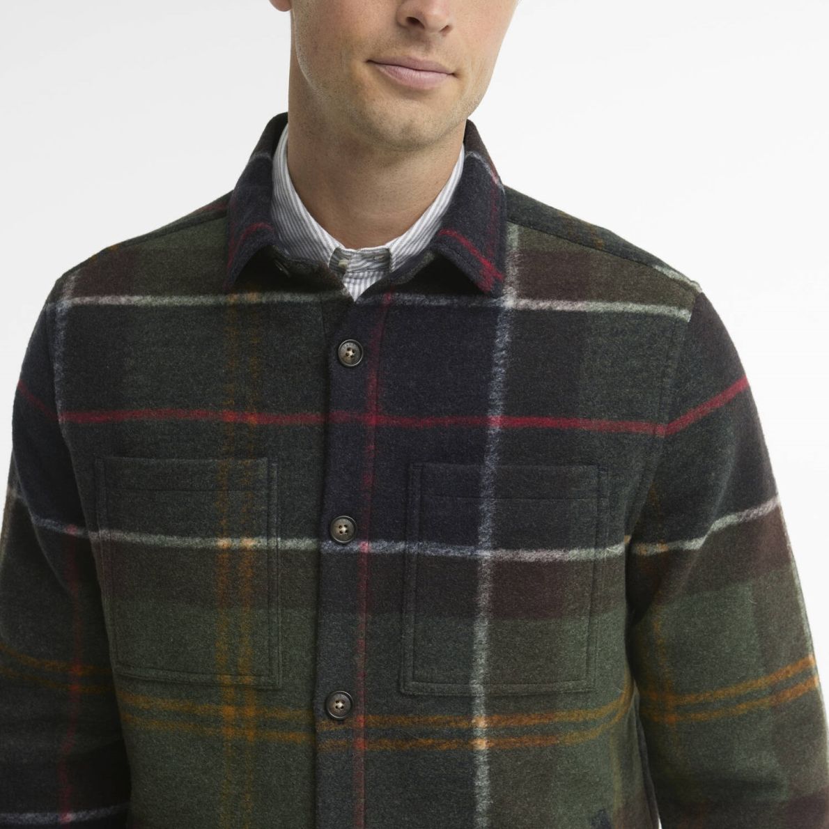 Barbour Woodlane Brushed Check Overshirt Donker Groen