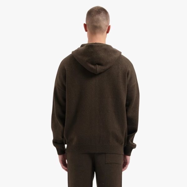 CROYEZ FLUFFY ESSENCE KNIT ZIP-HOODIE | BROWN