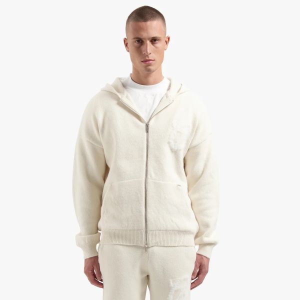CROYEZ FLUFFY ESSENCE KNIT ZIP-HOODIE | CREAM