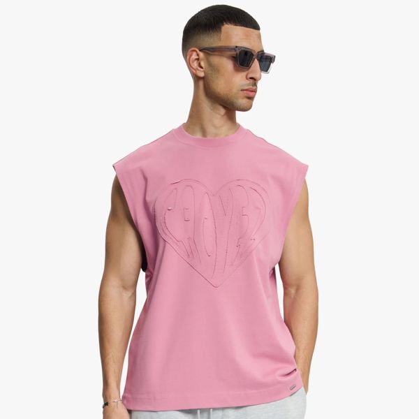 Croyez Cutout Heart Sleeveless T-shirt Roze