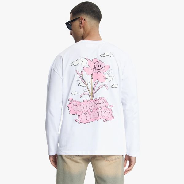 Croyez Fleur Heureuse Longsleeve T-shirt Wit
