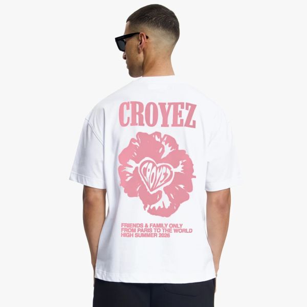 Croyez Flower And Heart T-shirt Wit/Roze