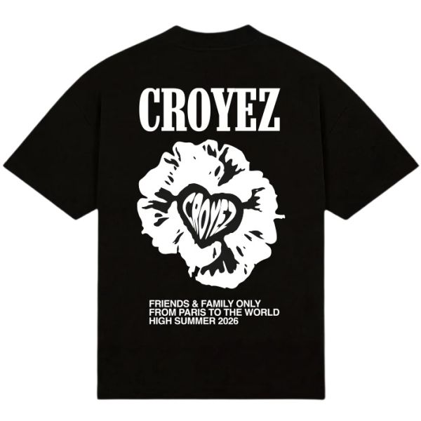 Croyez Flower And Heart T-shirt Zwart