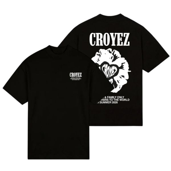 Croyez Flower And Heart T-shirt Zwart