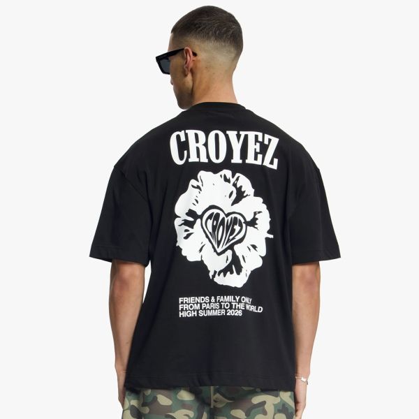 Croyez Flower And Heart T-shirt Zwart