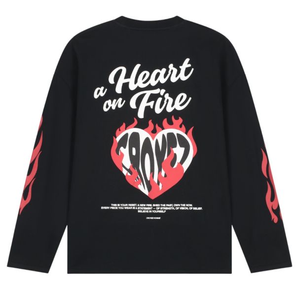 Croyez Heart On Fire Longsleeve T-shirt Zwart