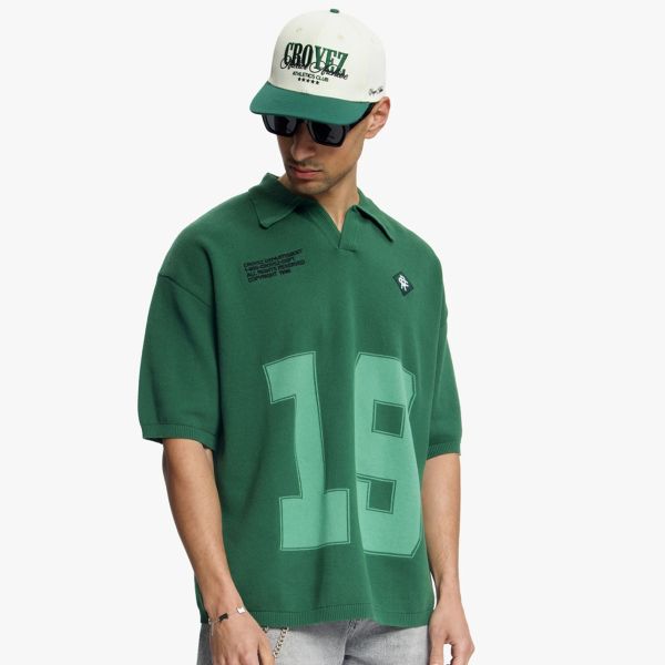 Croyez Nombre Knit Polo Donker groen