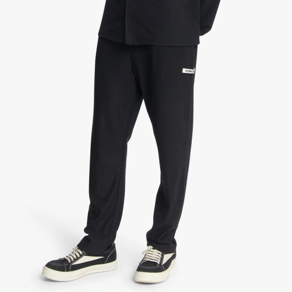 Croyez Plisse Straight Leg Broek Zwart