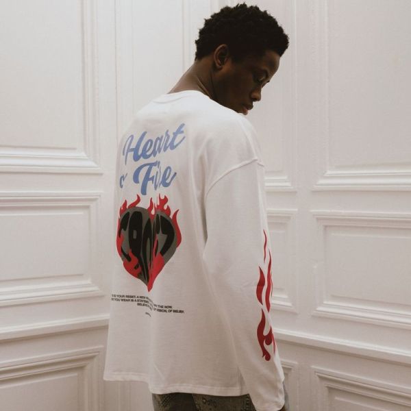 Croyez Heart On Fire Longsleeve T-shirt Off White