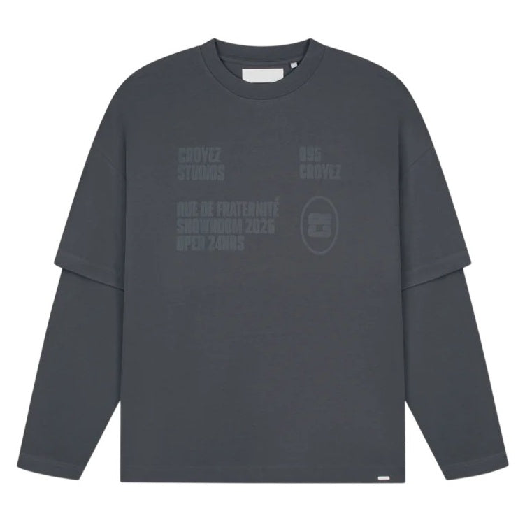 Croyez Showroom Double Sleeve Longsleeve T-shirt Antraciet