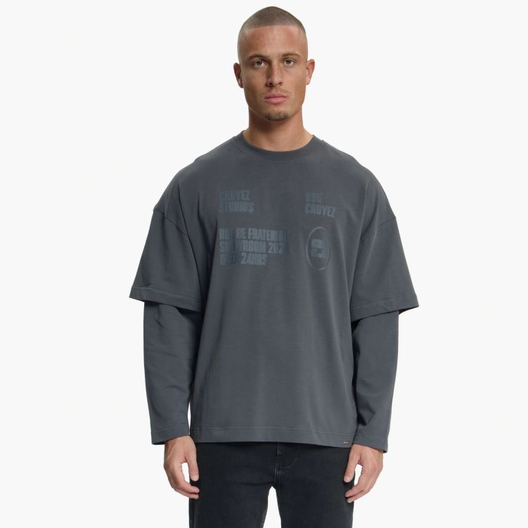 Croyez Showroom Double Sleeve Longsleeve T-shirt Antraciet