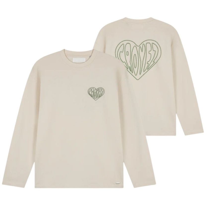 Croyez Stitched Heart Longsleeve T-shirt Beige