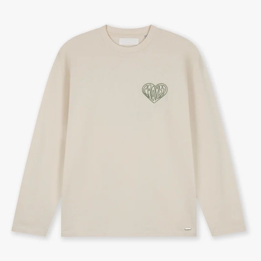 Croyez Stitched Heart Longsleeve T-shirt Beige