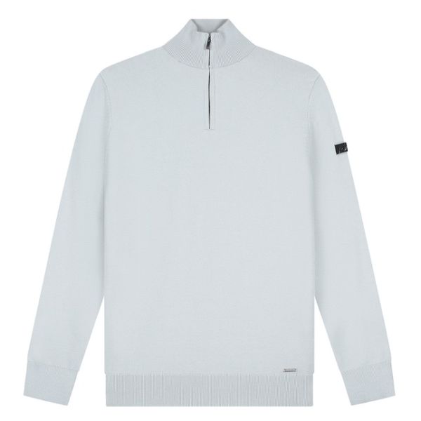 Malelions Knitted Quarter Zip Sweater Grijs