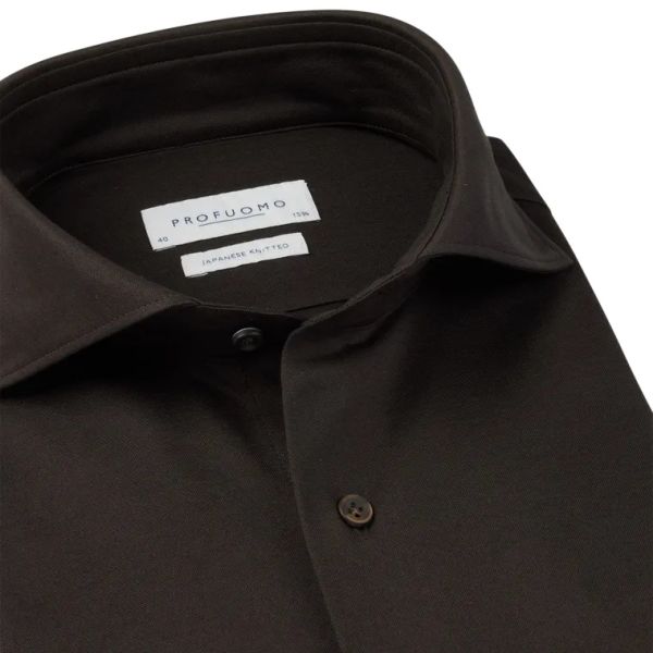 Profuomo Knitted Overhemd Donker Bruin