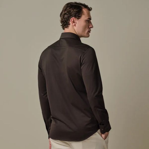 Profuomo Knitted Overhemd Donker Bruin
