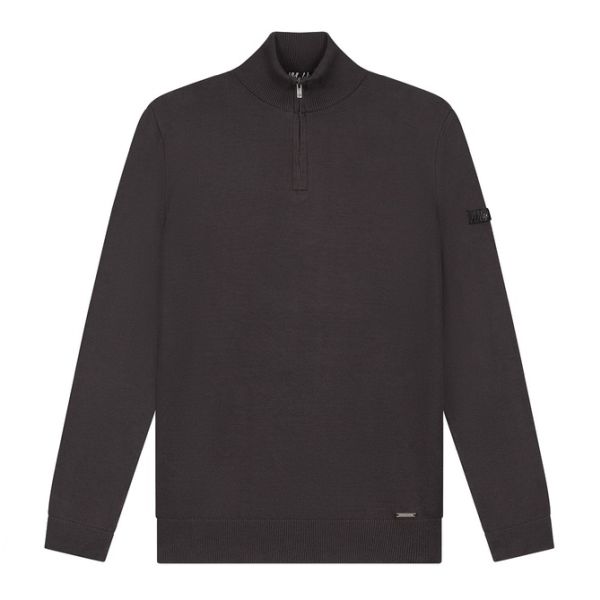 Malelions Knitted Quarter Zip Sweater Bruin