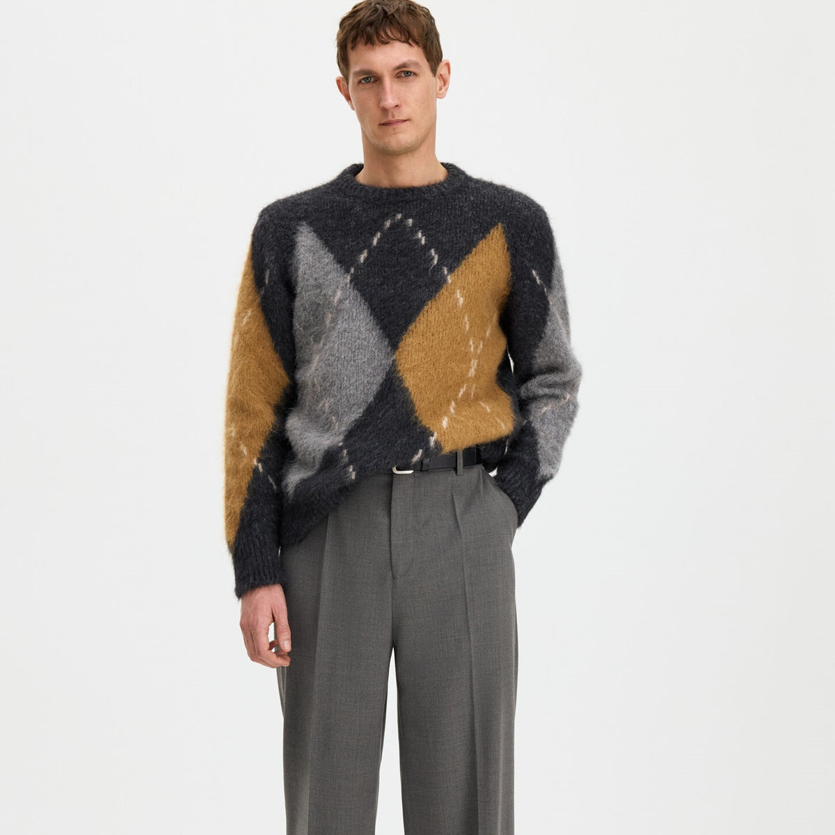 Filippa K Alpaca Check Sweater Grijs