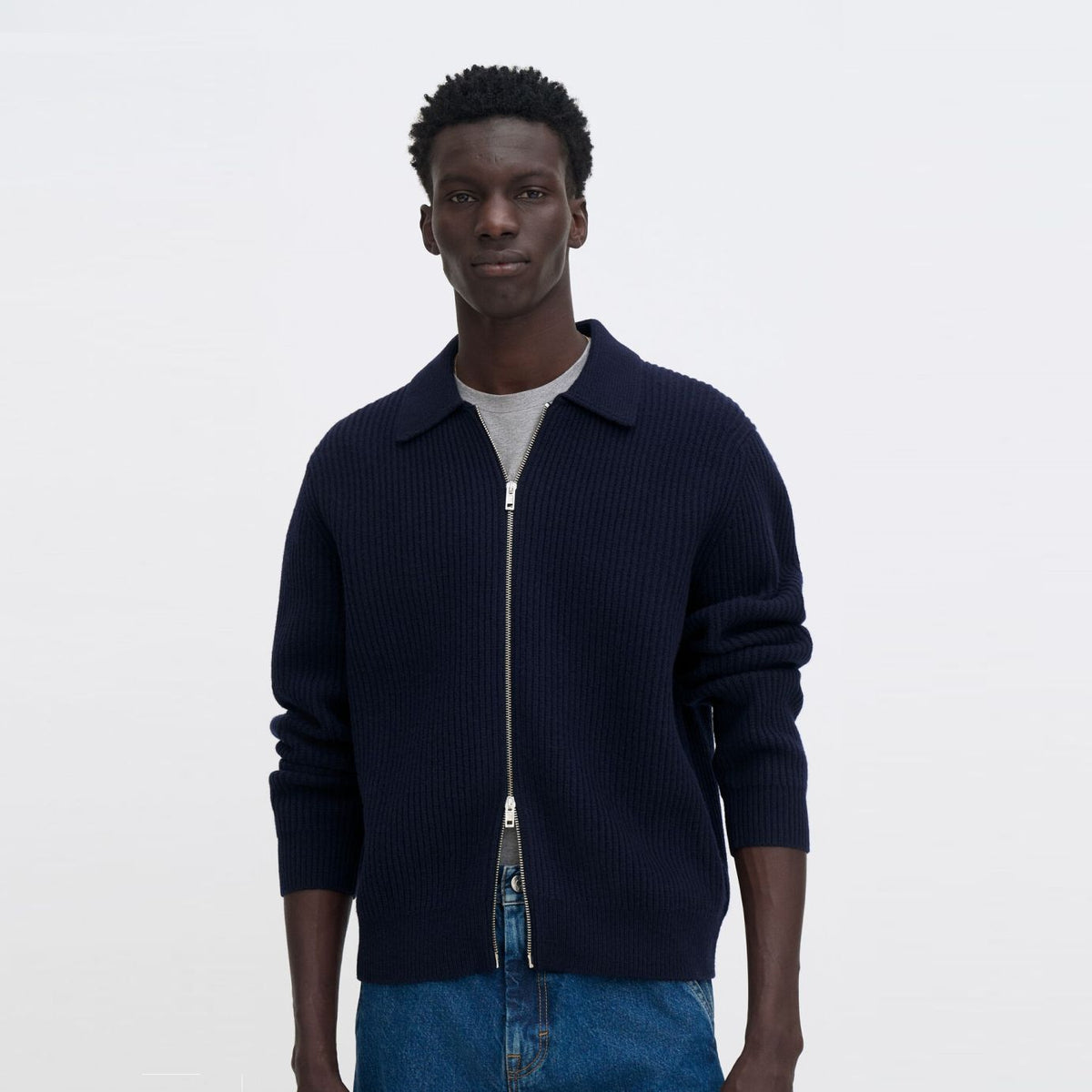 Filippa K Ribbed Wool Vest Navy