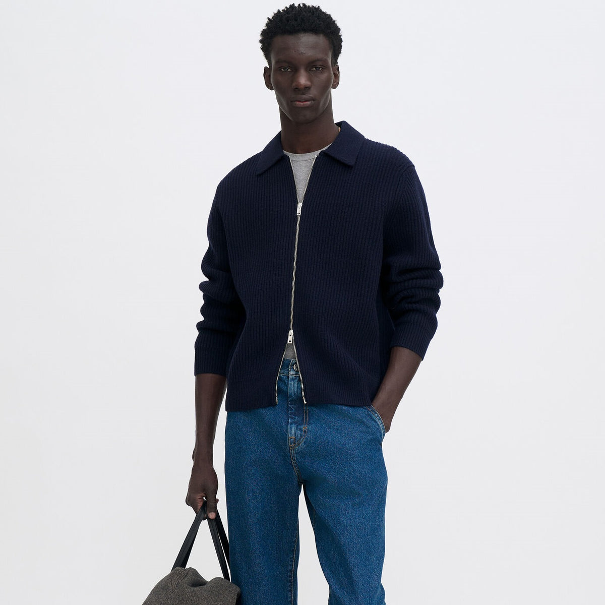 Filippa K Ribbed Wool Vest Navy
