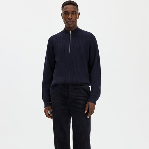 Filippa K Wool Half Zip Sweater Navy