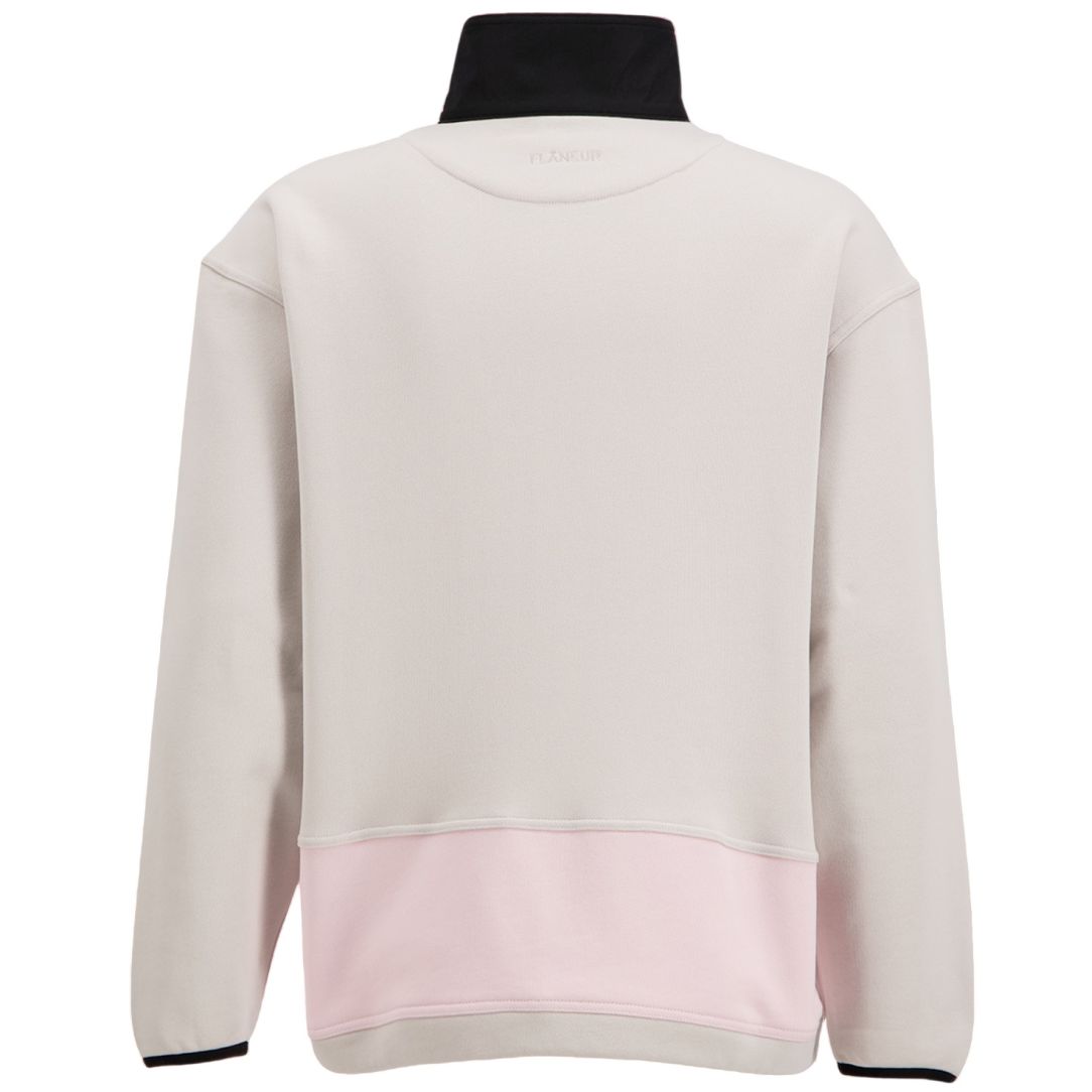 Flâneur Badge Classic Half Zip Sweater Grijs