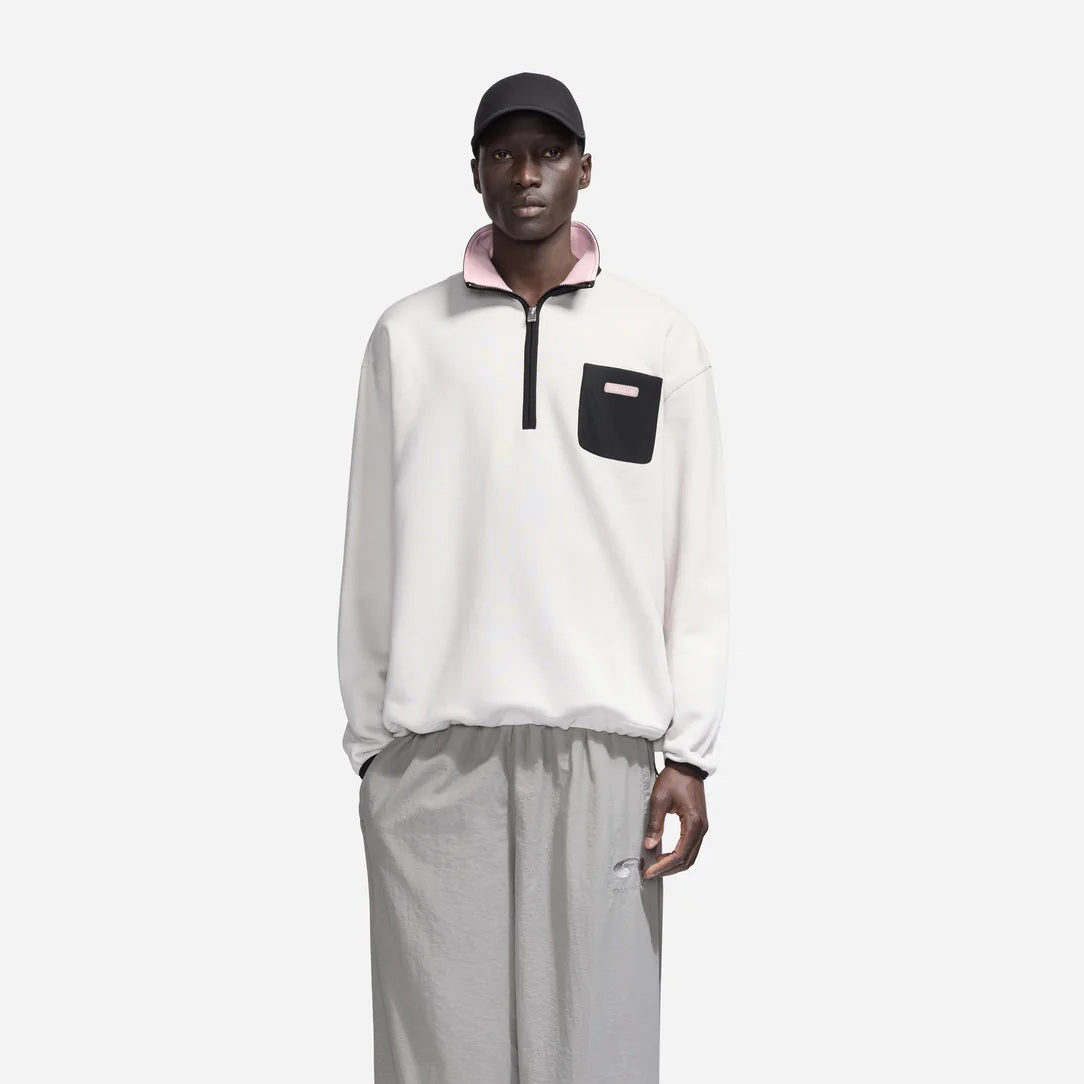 Flâneur Badge Classic Half Zip Sweater Grijs