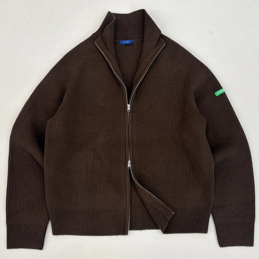 Flâneur Badge Knit Cardigan Bruin