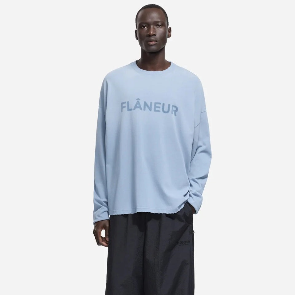Flâneur Blurred Logo Longsleeve T-shirt Licht Blauw