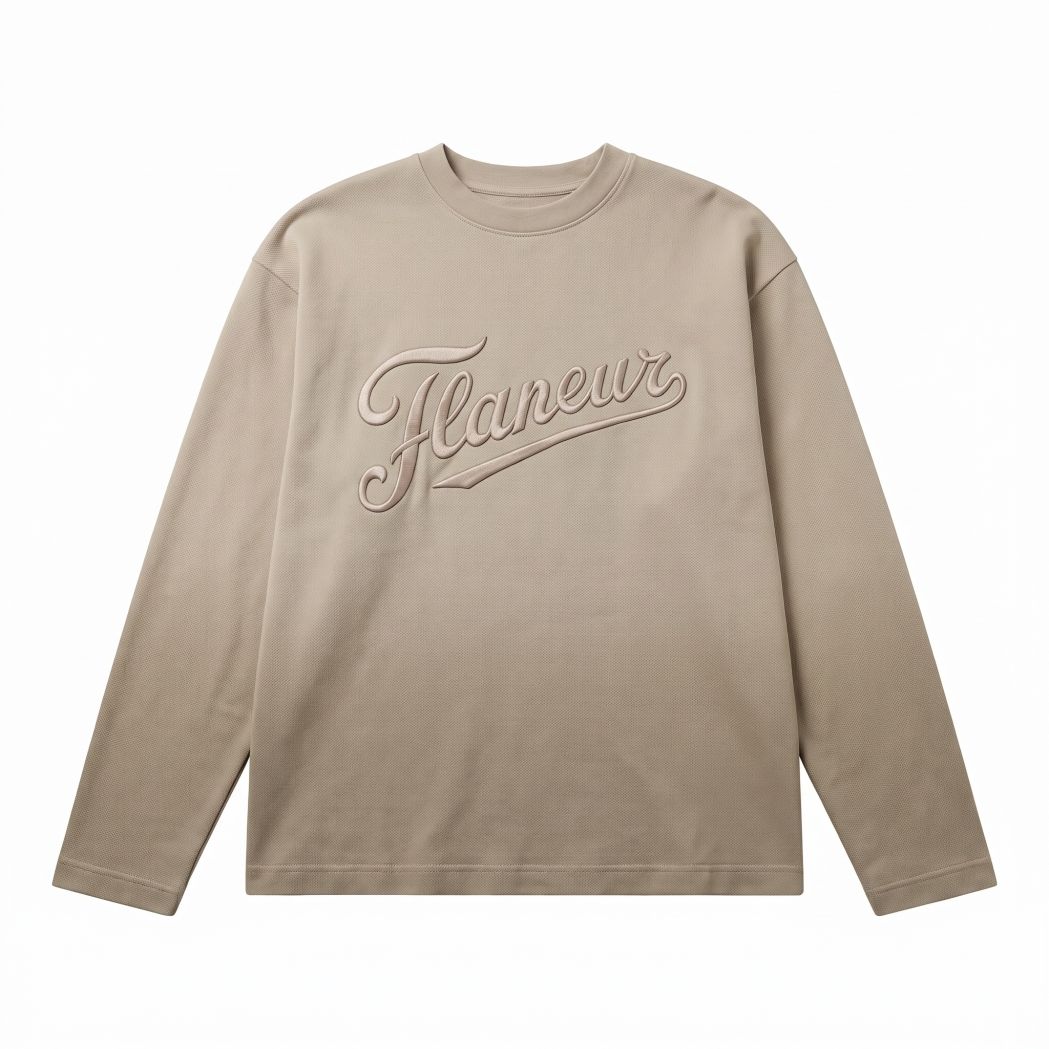 Flâneur Embroidered Logo Longsleeve T-shirt Donker Groen