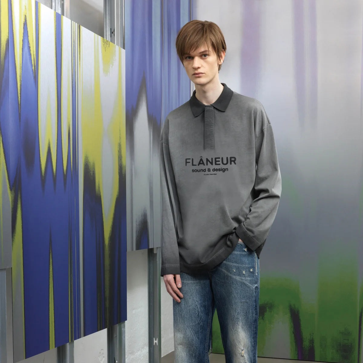 Flâneur Sound & Design Studio Member Longsleeve Polo Antraciet