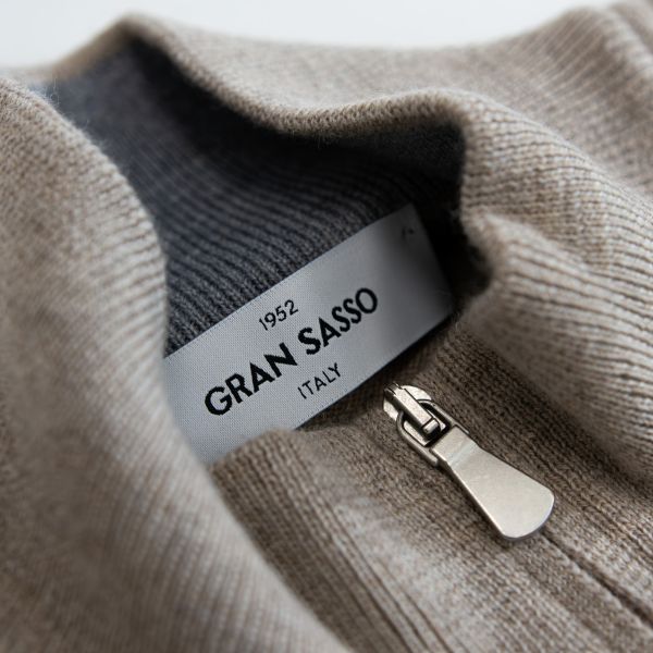 Gran Sasso Zip Mock Sweater Beige