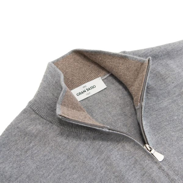 Gran Sasso Zip Mock Sweater Grijs