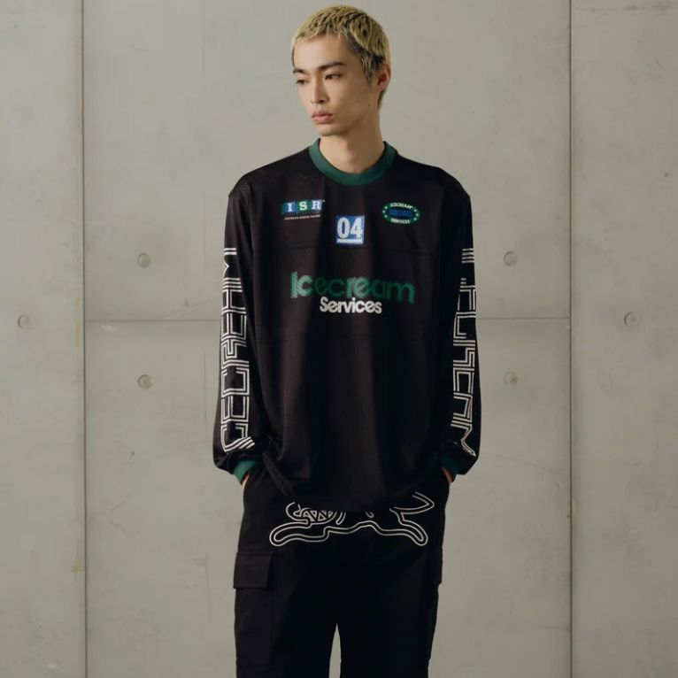 Icecream Services Mesh Longsleeve T-shirt Zwart