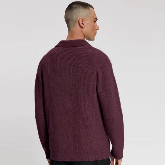 Law of the Sea Ares Knitted Longsleeve Polo Donker Roze