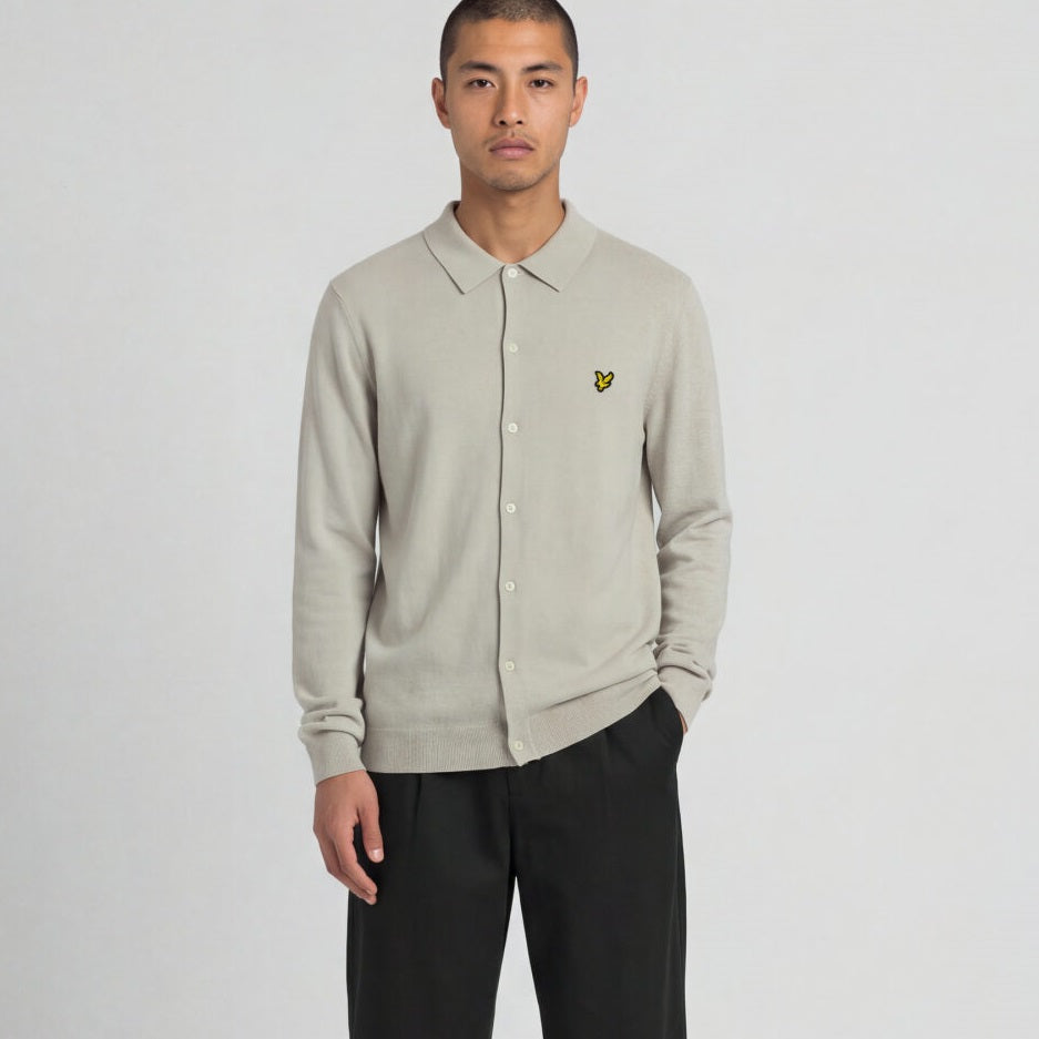 Lyle & Scott Cotton Merino Knitted Overhemd Beige