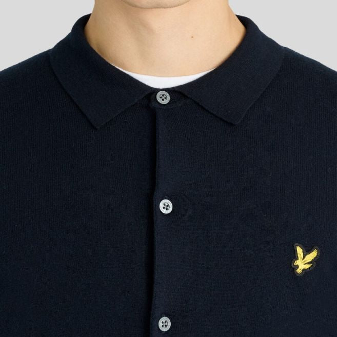 Lyle & Scott Cotton Merino Knitted Overhemd Navy