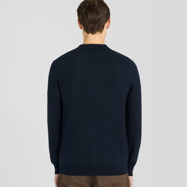 Lyle & Scott Cotton Merino Knitted Overhemd Navy