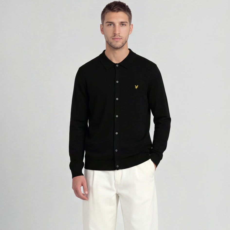 Lyle & Scott Cotton Merino Knitted Overhemd Zwart