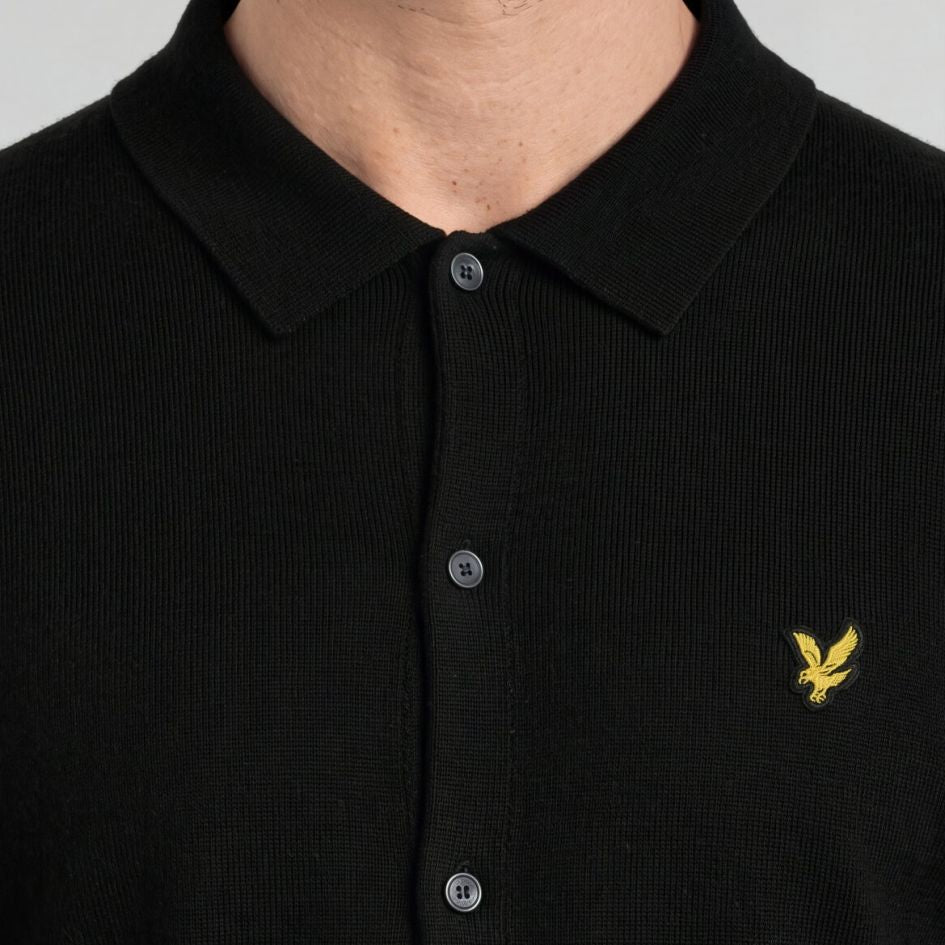 Lyle & Scott Cotton Merino Knitted Overhemd Zwart