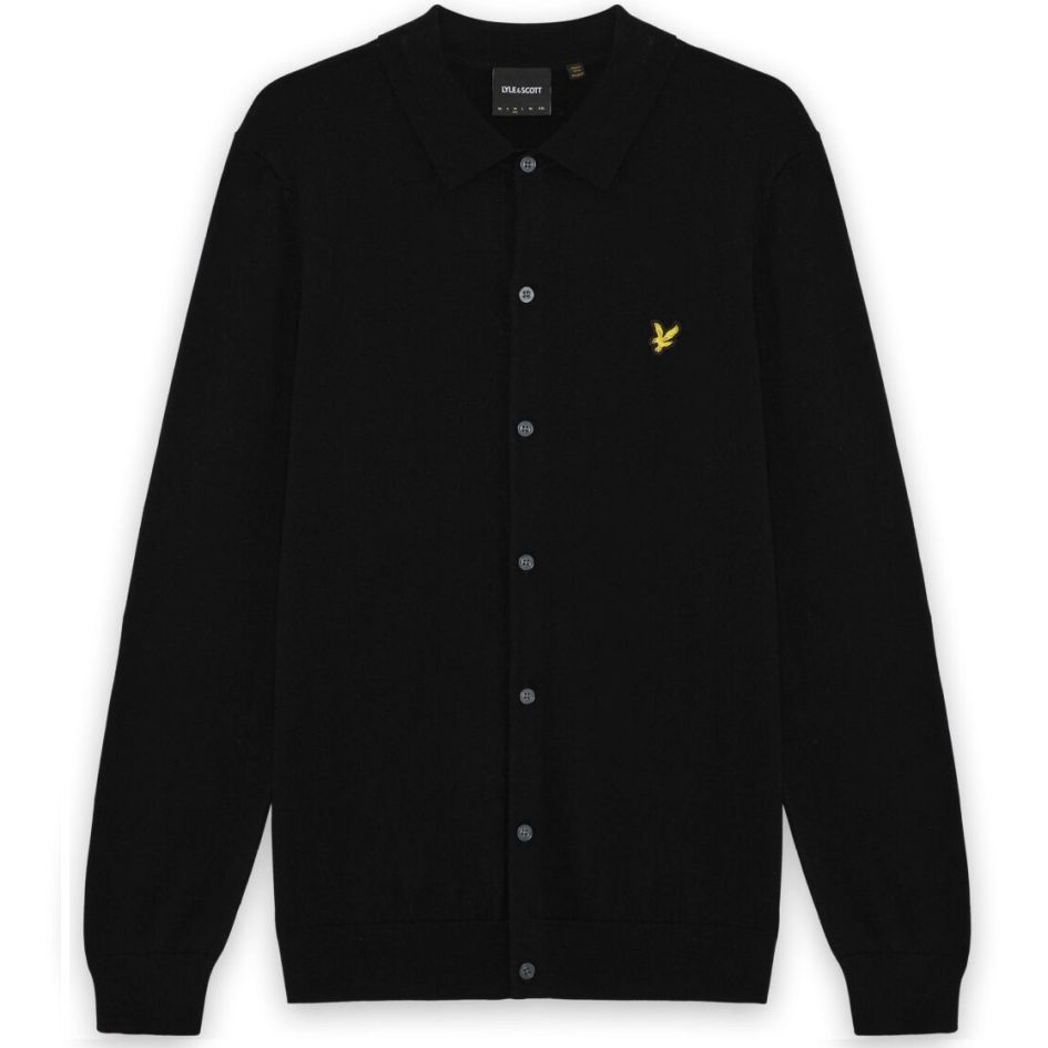 Lyle & Scott Cotton Merino Knitted Overhemd Zwart