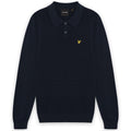 Lyle & Scott Panelled Waffle Knitted Longsleeve Polo Navy