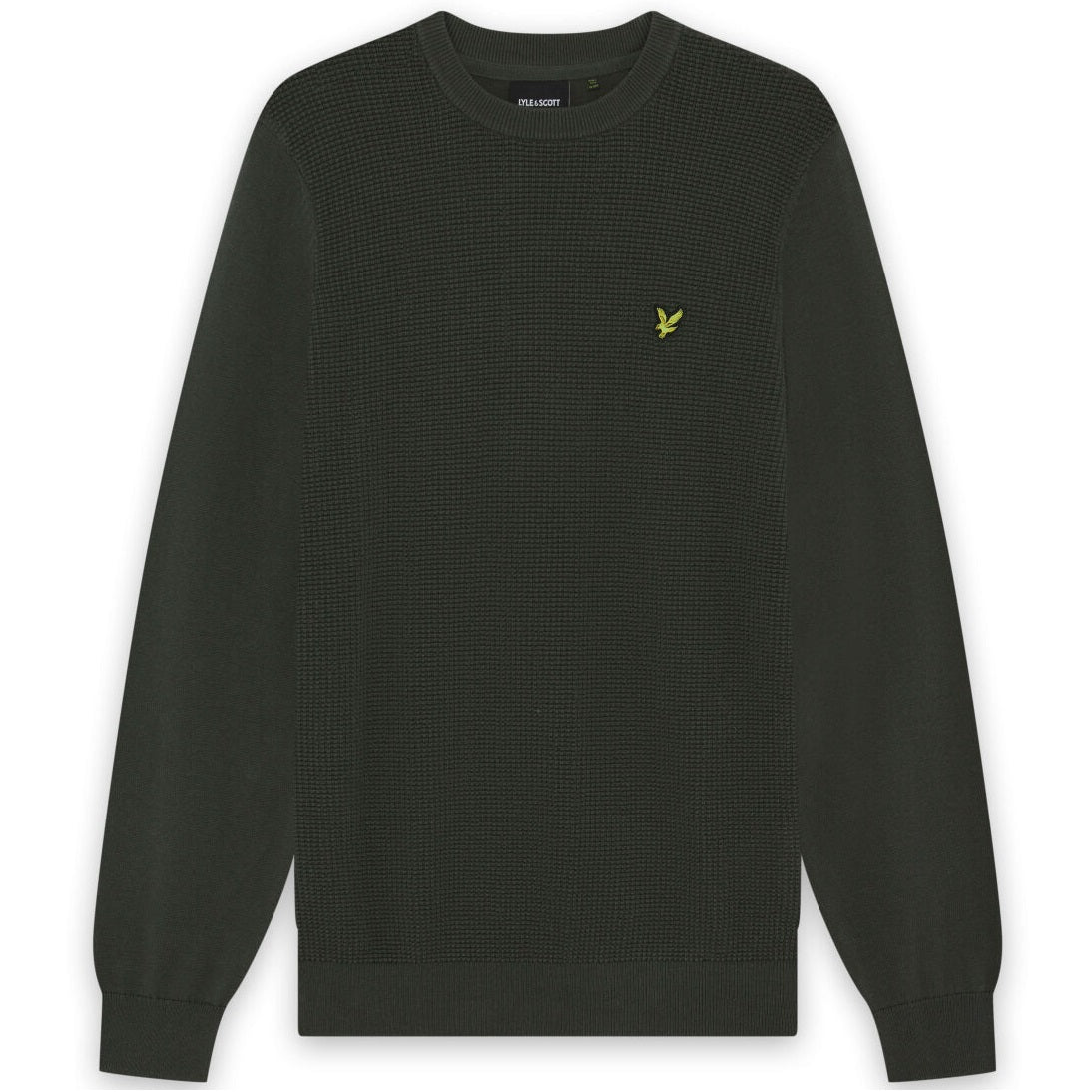 Lyle & Scott Panelled Waffle Sweater Donker Groen