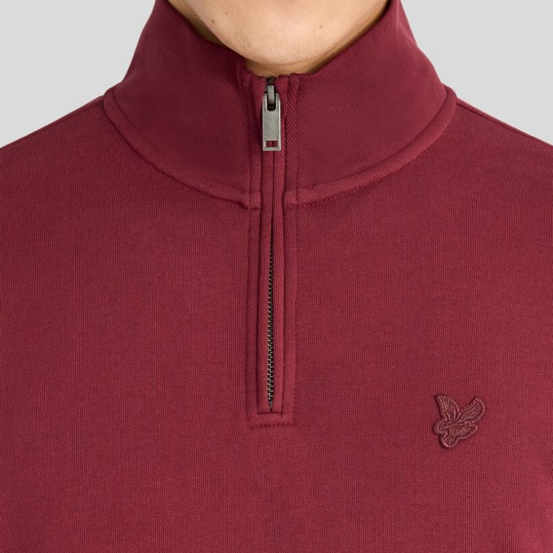 Lyle & Scott Superfine Quarter Zip Sweater Bordeaux