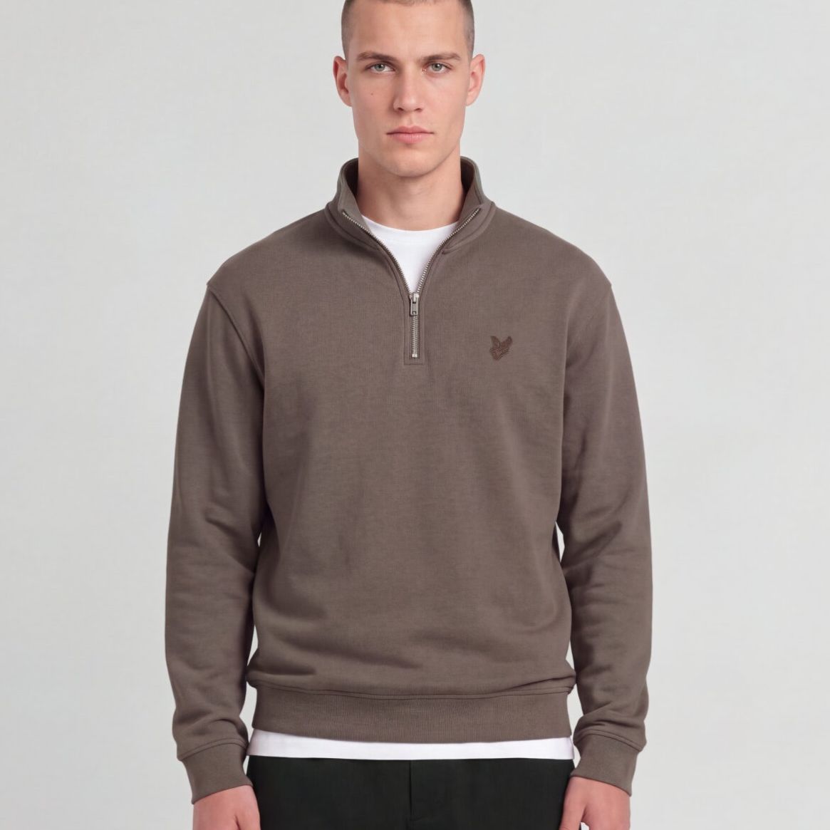 Lyle & Scott Superfine Quarter Zip Sweater Bruin